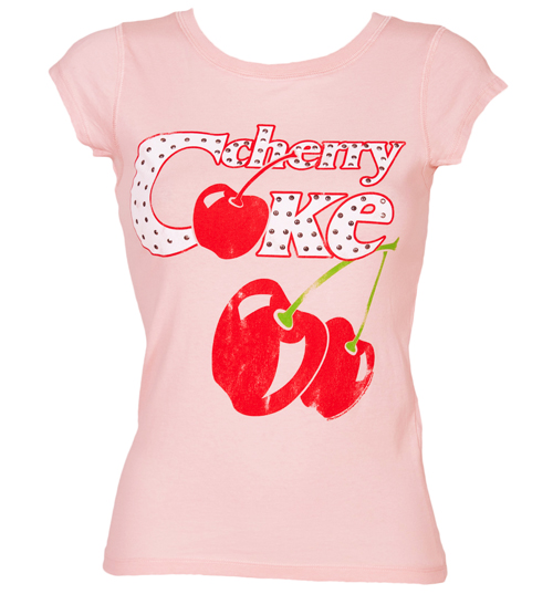 Ladies Diamante Cherry Coke Logo T-Shirt from