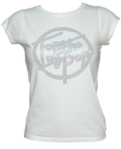 Ladies Diamante White Top Of The Pops T-Shirt from Famous Forever
