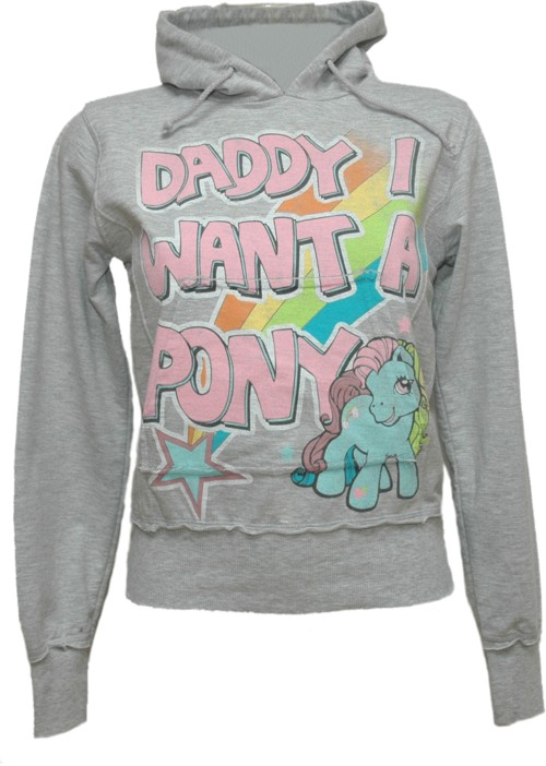 Ladies Grey Daddy I Want A Pony Hoodie from Famous Forever