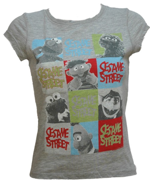 Ladies Sesame Street Repeat Print T-Shirt from Famous Forever