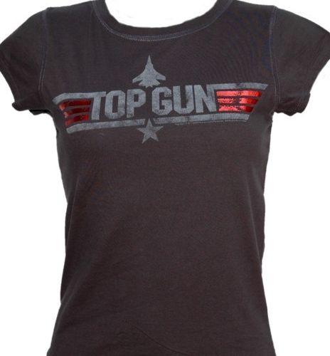 Ladies Top Gun Logo T-Shirt on Charcoal from Famous Forever