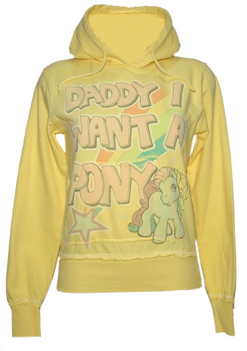Ladies Yellow Daddy I Want A Pony Hoodie from Famous Forever