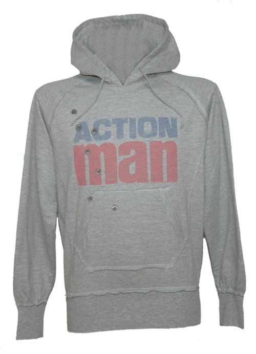 Men` Grey Bullet Holes Action Man Hoodie from Famous Forever