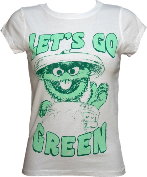 Oscar Lets Go Green Ladies Sesame Street T-Shirt