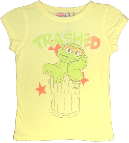 Famous Forever Trashed Ladies Oscar Sesame Street T-Shirt from Famous Forever