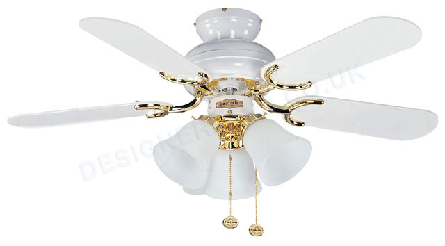 Capri 36 inch white and brass ceiling