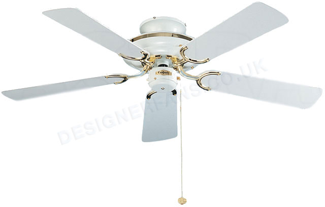 Fantasia Mayfair 42 inch white and brass ceiling