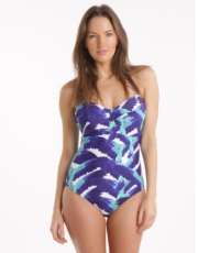 Cancun Underwired Twist Halter Swimsuit - Blue
