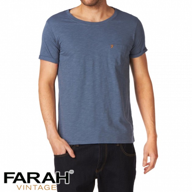 Farah Mens Farah The Pearce T-Shirt - Grey Blue