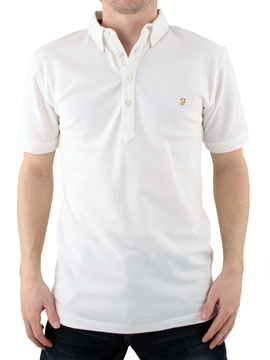 Farah Vintage White Merri Weather Pique Polo Shirt
