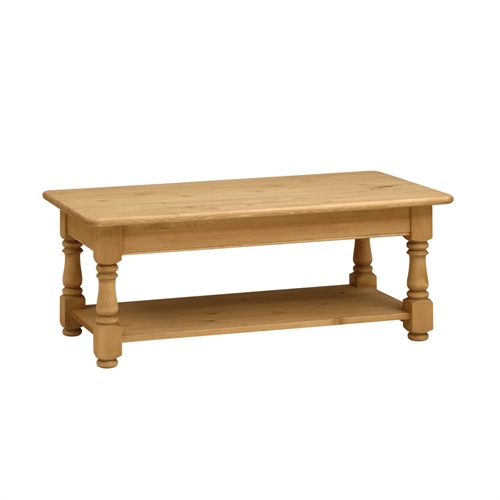 Farmhouse Pine Large Coffee Table with Shelf