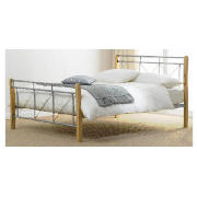 Faro Double Bed Frame, Silver And Natural Wood