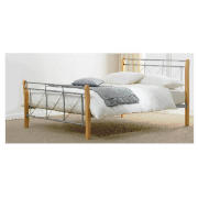 Double Bed, Silver & Wood And Airsprung