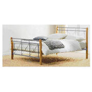 Faro Double Bedframe, Silver And Natural Wood