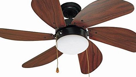 Faro Palao One Light Six Blade Ceiling Fan in White Colour: Brown