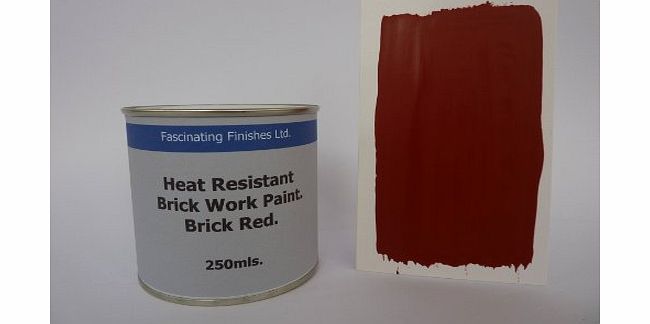 Fascinating Finishes Ltd 1 x 250ml Matt Brick Red Heat Resistant Wall Paint. For Wood Burner Stove Alcove. Brick, concrete, plaster, cement board, rendering, metal, timber etc.