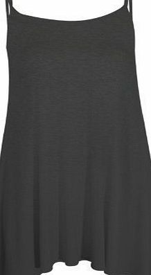 Fashion 4 Less Ladies Womens Plain Cami Sleeveless Swing Dress Top UK Size SM amp; ML (SM-UK(8-10), Charcoal)