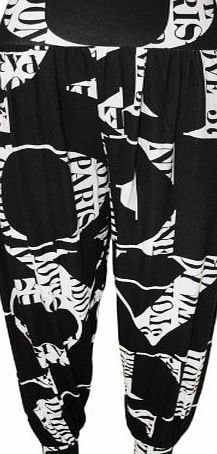 New Womens Big Plus Size Printed Plated Harem Baggy Trousers.UK 12-26 (UK(16-18), Alphabets)
