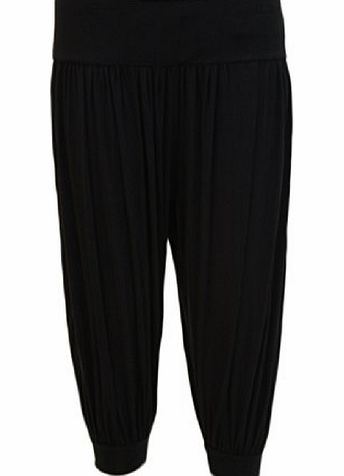 Fashion 4 Less New Womens Plus Size Cropped Harem Trousers Short 3/4 Length Pants.UK 12-26 (UK (20-22), Black)