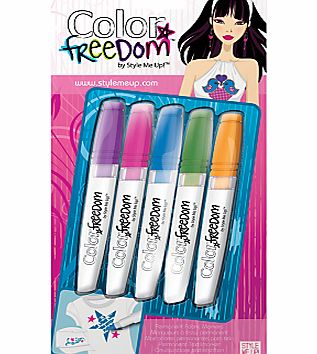 Fashion Angels Color Freedom Fabric Markers, Pack of 5, Vivid