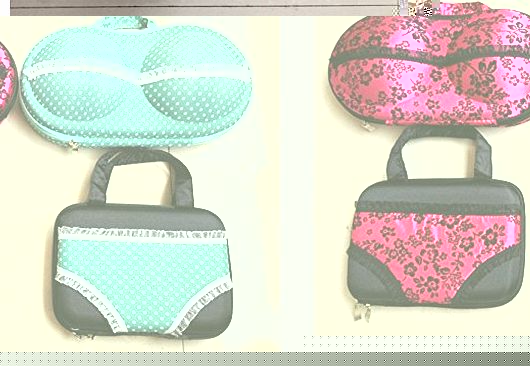 Lace Style Protect Zipper Bra Underwear Storage + Underpants Case Storage - Green with Dot