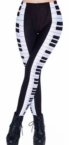 Womens Designed Digital Print piano keyboard Pattern Sexy Stretch Leggings