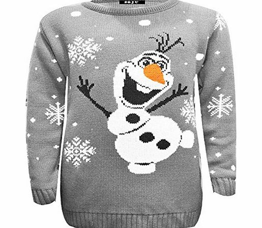 - Childern Kids Unisex Boys & Girls Rudolph 3D Nose Pom Pom Christmas Xmas Sweater Jumper Top - 4 Colors - Sizes 5-13 Years (11-12 Years, Blue)