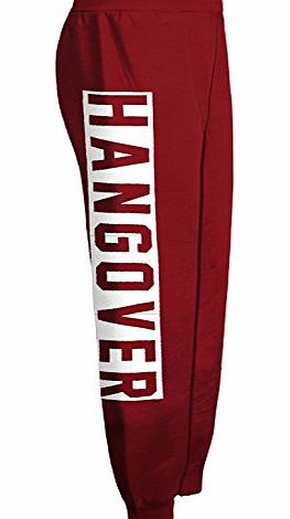 Fashion Mark - Womens Hangover Hoodie Print Fleece Sweatshirt Tracksuit Joggings Bottoms Trouser - 3 Colors - Size 8-14 (SM=8/10, Trouser Wine)
