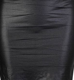 Fashion Mark - Womens Plus Size Wet Look Faux Leather Mini Skirt Ladies Celebrity PVC Leather Skirt - Black - Sizes 8-22 (SM=8/10, Black)