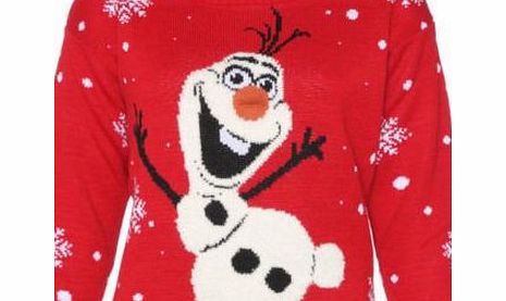 Fashion Oasis UNISEX GIRLS BOYS CHRISTMAS XMAS NOVELTY OLAF FROZEN SNOWMAN REINDEER XMAS TREE POLAR BEAR JUMPERS TOP AGES 5-14 (7/8 YEARS, RED OLAF FROZEN)