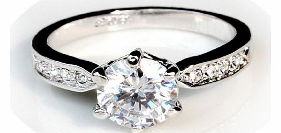 FASHION PLAZA  Cubic Zirconia Engagement Ring with Cubic Zirconia Shoulders R294-7