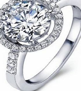 FASHION PLAZA  Jewelry Lady Women Vintage Style Round Cz Engagement Ring R196-8
