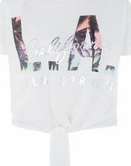 White LA Tie Front T-Shirt 3491155