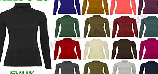 Fashion Valley Womens Plain Long Sleeve Turtle Polo Neck Top Ladies Roll Neck Top Jumper 8-26 UK L/XL 16-18 Cream