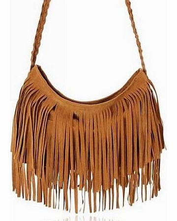 Celebrity Tassel Suede Fringe Shoulder Messenger Bag Coffee