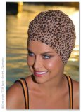 Ladies Swimming Bathing Cap Turban Style Leopard Print