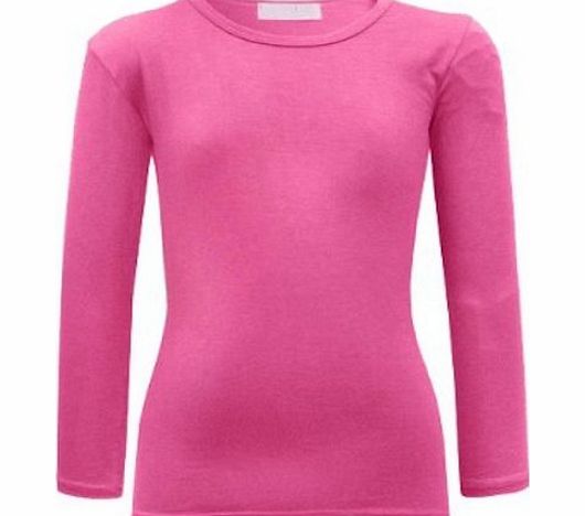 FAST TREND CLOTHING NEW Girls Plain Full Sleeve Top Shirt Size Age 7-13 Years (13, Cerise)