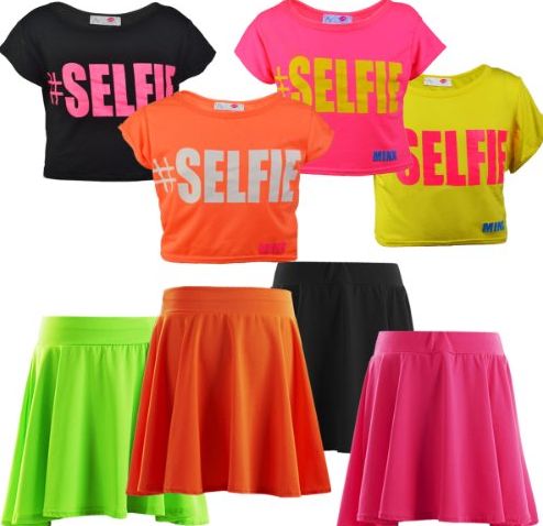 FAST TREND CLOTHING New Kids Girls Trendy Neon SELFIE Top Age 7-13 Years (13, Neon Pink)