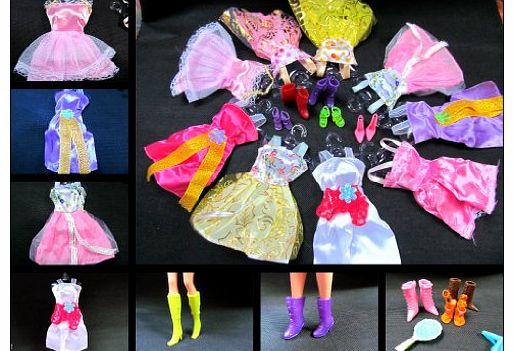 Barbie Dresses, Shoes & Hangers 36 Pieces