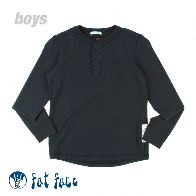 Boys Fat Face Max Henley T-Shirt - Washed Navy
