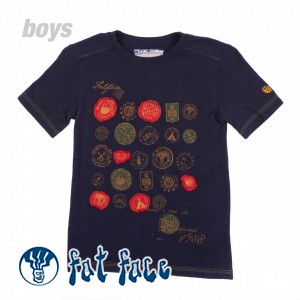 Fat Face T-Shirts - Fat Face Stamp T-Shirt - Navy