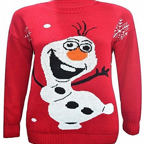 Father Christmas NEW CHILDREN KIDS UNISEX BOY GIRL OLAF FROZEN CHRISTMAS JUMPER SWEATER UK SIZE 5-14 (5-6 YEAR, RED/WINE)