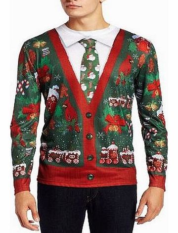 Faux Real Tees Mens Long Ugly Cardigan with Tie (UK 38-40)