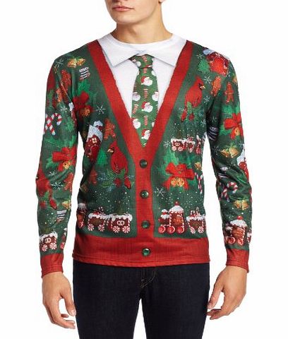 Faux Real Tees Mens Long Ugly Cardigan with Tie (UK 41-43)