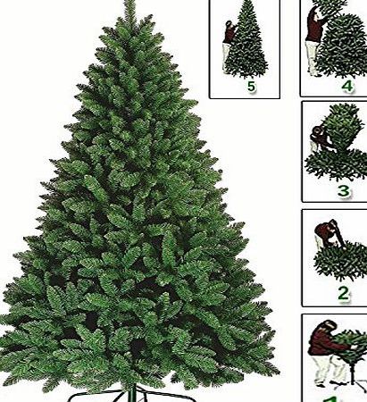 FB Premium Green Artificial Christmas Xmas Tree Pine Metal Stand Tips Spruce (5FT (150cm/1.5m) - 550 Tips)