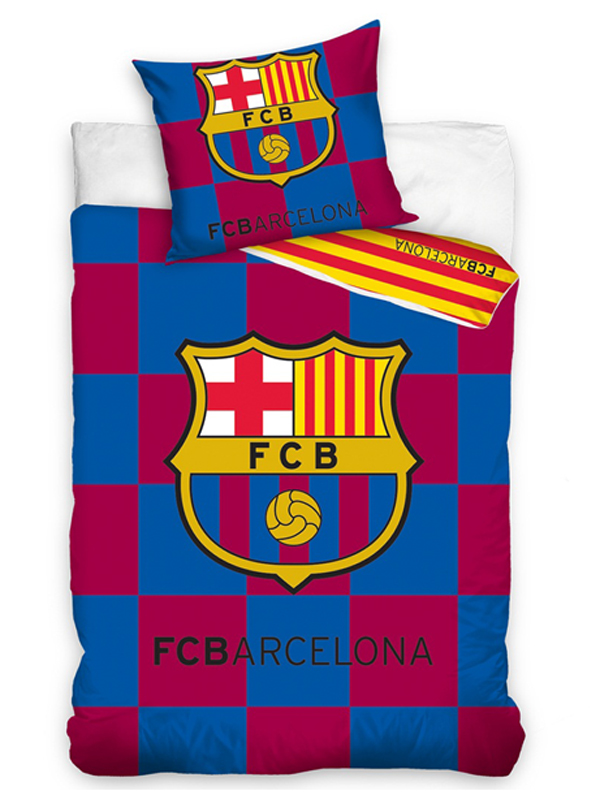 FC Barcelona Checked Single Duvet Cover and