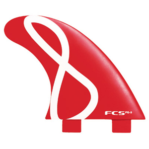 FCS FG3 FIBREGLASS FIN SET. RED WHITE