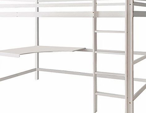 FDS 3FT Kids High Sleeper Cabin Bed with Desk Wooden Bunk Bed Single 3 Color (White)
