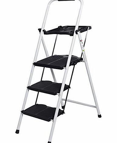 FDS Heavy Duty Foldable Non-slip 3 Step Steel Ladder Tread DIY Home Safety W/Tools Tray