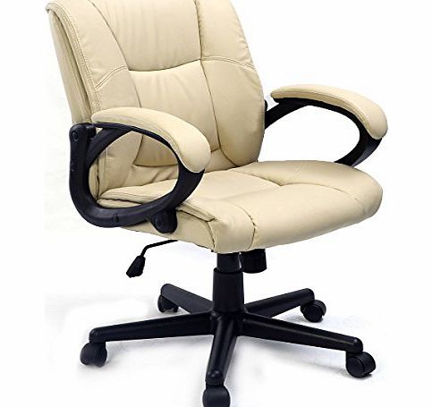 FDS Luxury Executive Faux Leather Computer Office chair Padded Adjustable Chair 3 colors (Beige)